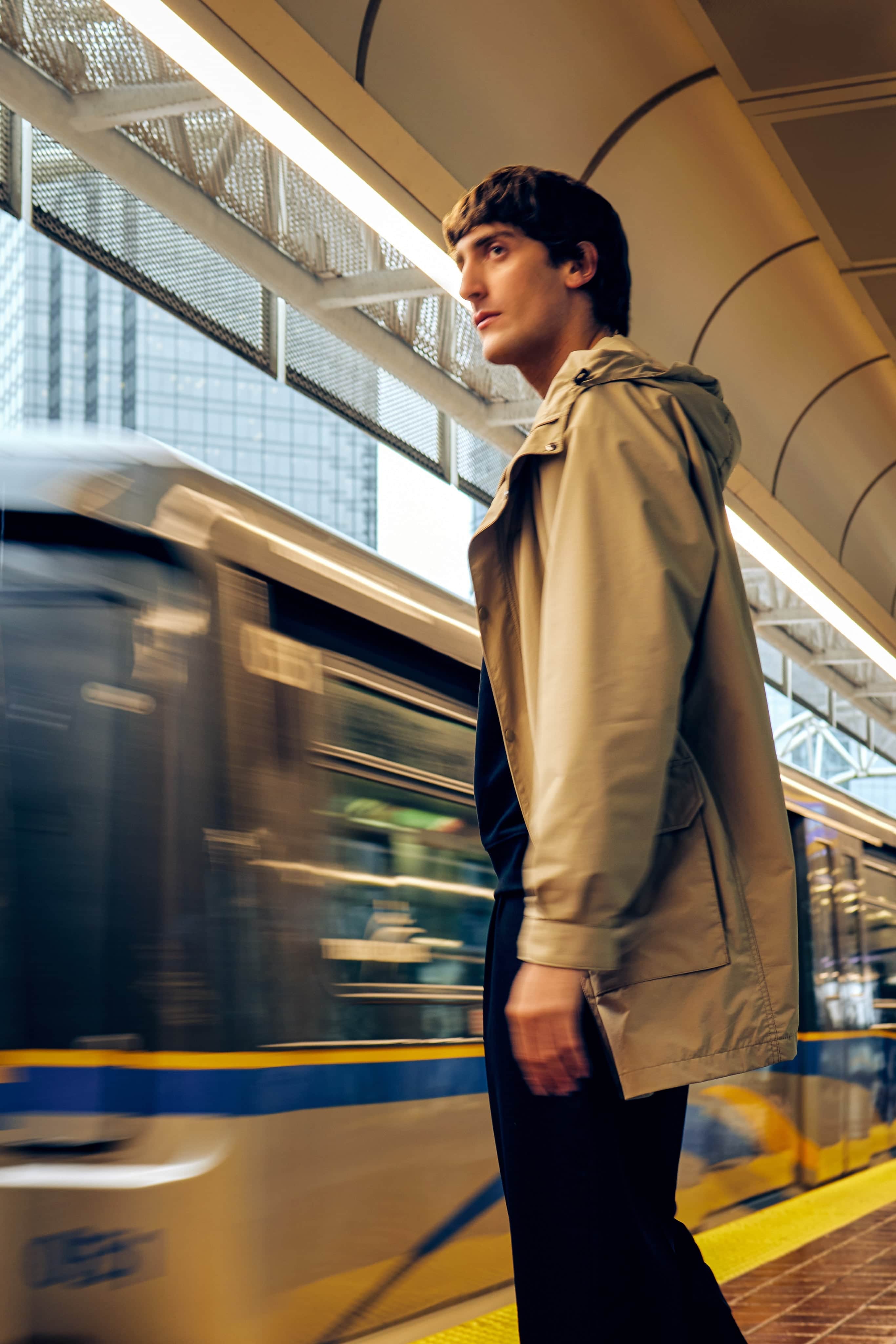 Man in front of skytrain